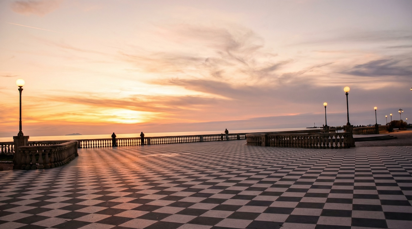 Terrazza Mascagni a scacchiera a Livorno